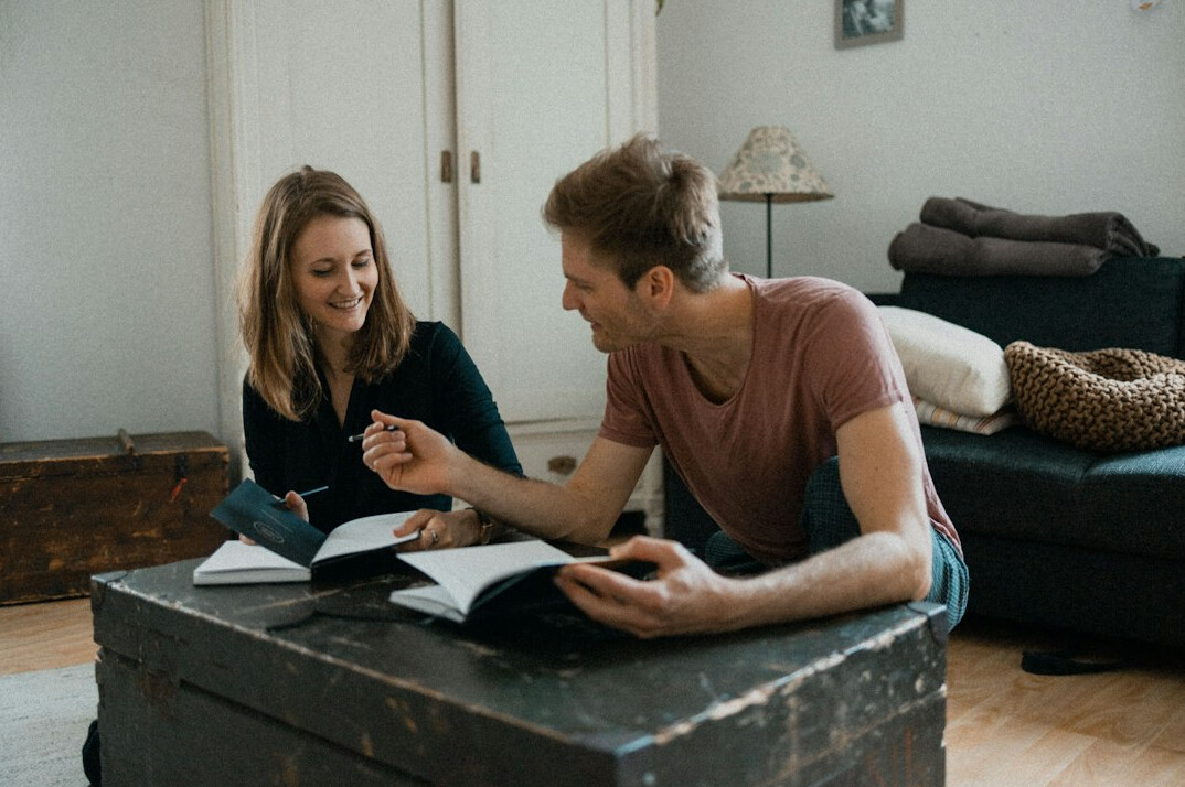 couple planning monthly budget