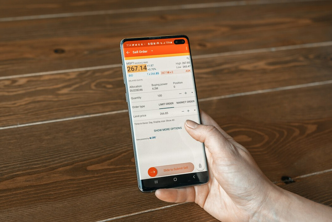 person using finance app